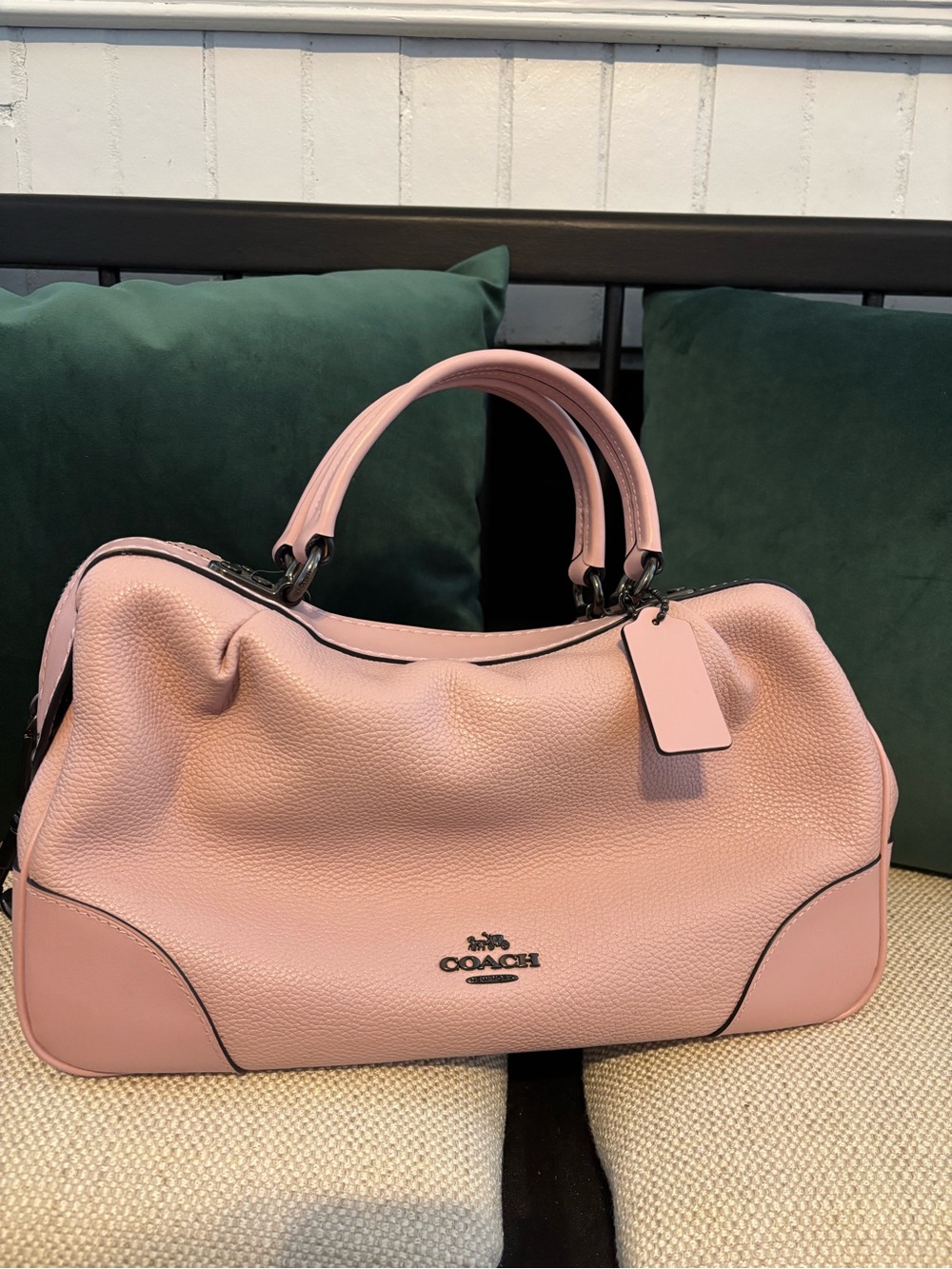 Coach Pink Pebbled Leather Shoulder Satchel with Removable Strap - Picture 5 of 11